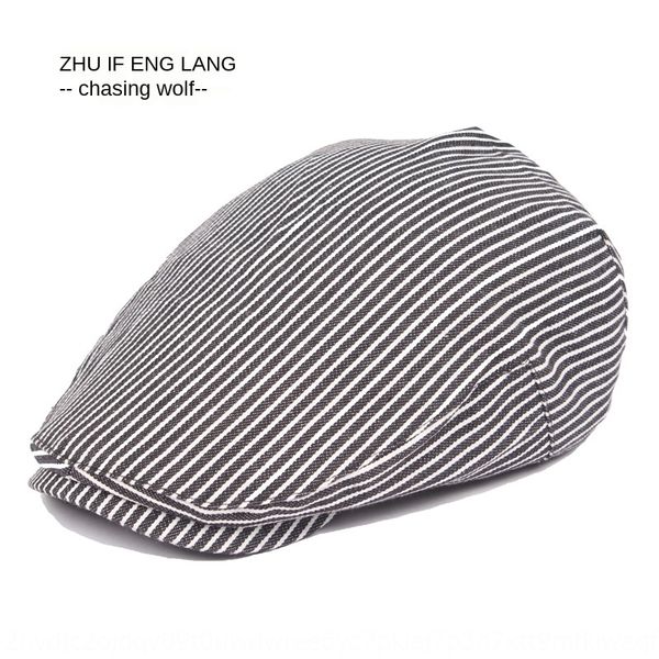 

cotton men women beret striped beret men's and women's cap front cap hat, Blue;gray