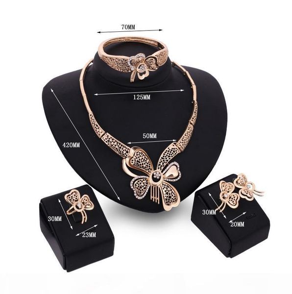

o online for sale hollow butterfly jewelry sets white gemstone necklace bracelet earrings rings 18k gold jewelry family of four gtomks0, Black