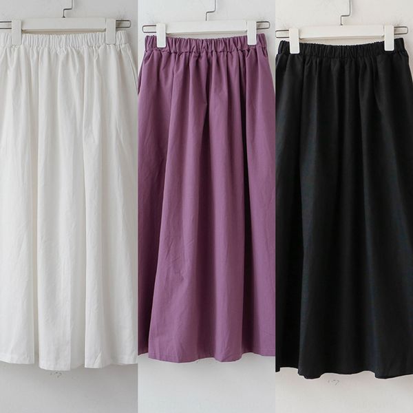 

5oh4x [bizheng] 2020 new korean style high waist solid color large swing skirt women's summer mid-length all-match a- line big skirt dr, Black