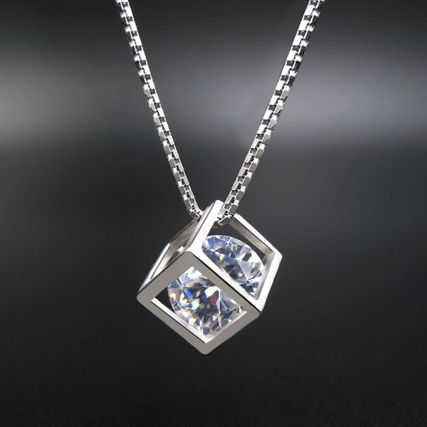 

multiple zircon magic square necklaces & pendants for women cz wedding gifts statement choker necklace, Silver