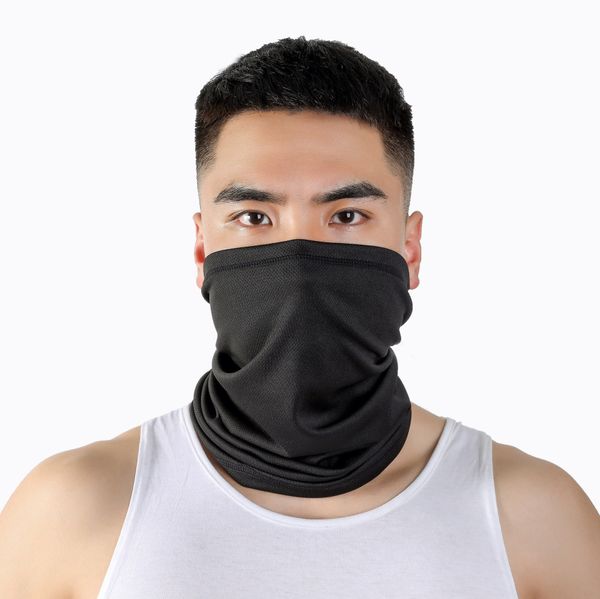 

outdoor cycling sports cold ice bicycle scarfsilk scarf multi-functional magic face towel solid color breathable sunscreen scarf, Black