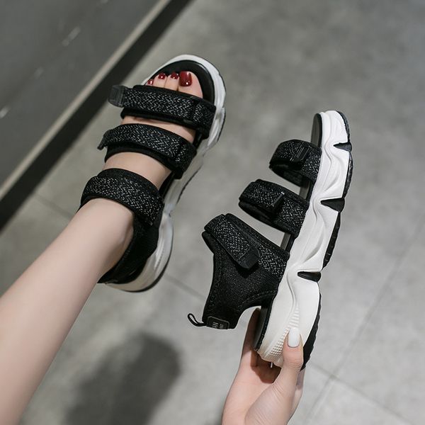 

5cm heel summer women fashion sandals non-slip black basic casual sandals sequin decoration dropshipping women shoes