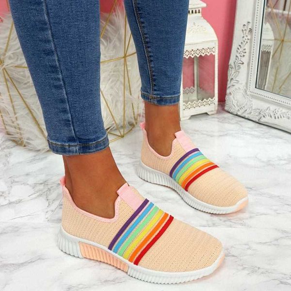 

baideng slip on woman sneakers light breathable rainbow color sport shoes outdoor casual walking ladies running shoe big size 43