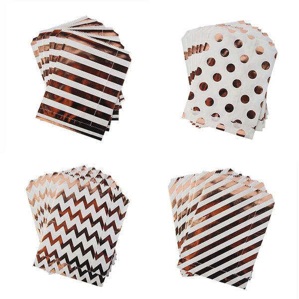

gift wrap 10pcs solid stripe paper bags box rose gold packing candy wedding decoration birthday party supplies cookie