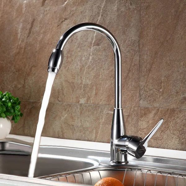 

red-crowned crane single hole and cold high curved basin kitchen faucet