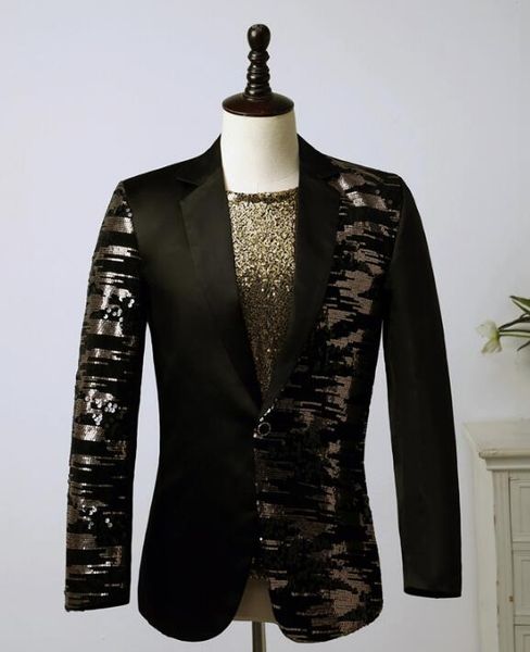 

black sequins blazer men suits designs jacket mens stage costumes for singers clothes star style dress punk rock masculino homme, White;black