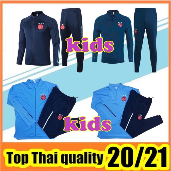 

2020 2021 ajax kids fc tracksuit soccer jacket 20 21 huntelaar dolberg nouri ziyech ajax football jacket long zipper ajax training suit, Black