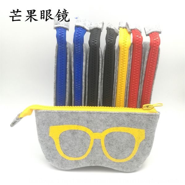 

new glasseszipper fashion personalized felt glasses bag matching felt zipper sun glasses bag, Blue