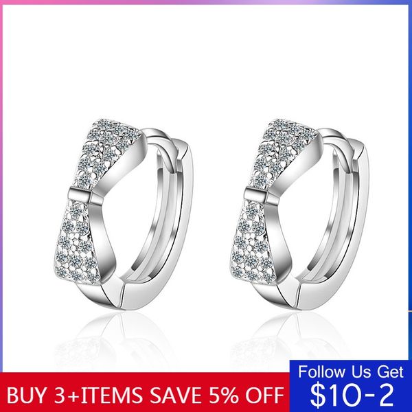 

codemonkey bow earring silver color zircon hoop earring rose silver color 2020 new arrival jewelry cme402, Golden;silver