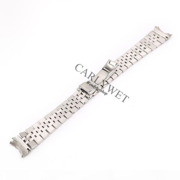 

d carlywet 20mm 316l stainless steel jubilee silver solid screw links wrist watch strap with curved end bracelet belt for, Black;brown