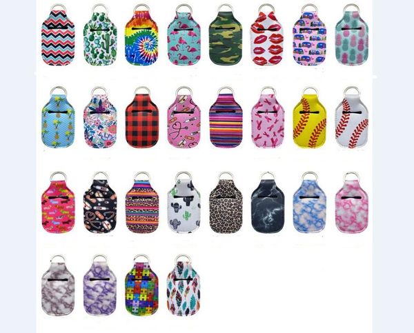 

customize neoprene hand sanitizer bottle holder keychain bags 30ml 10.3*6cm sanitizer key rings hand soap bottle holder with keychain, Silver