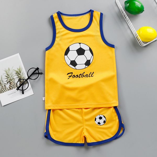 

summer kids infant clothing sets boys toddler baby girls clothes football basketball sports t-shrits shorts outfit children vest, White