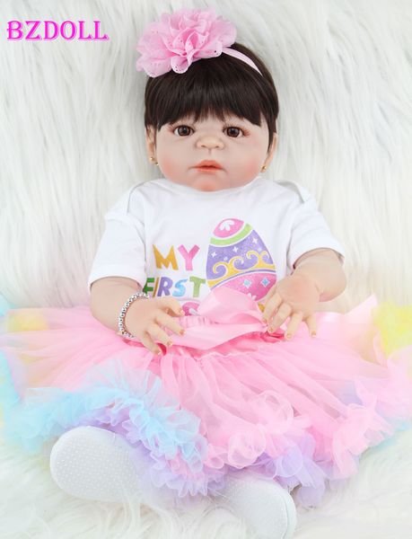 

bzdoll 55см полного силиконовые reborn девушка детские куклы игрушки реалистичная новорожденная принцесса babies кукла прекрасный подарок на, White