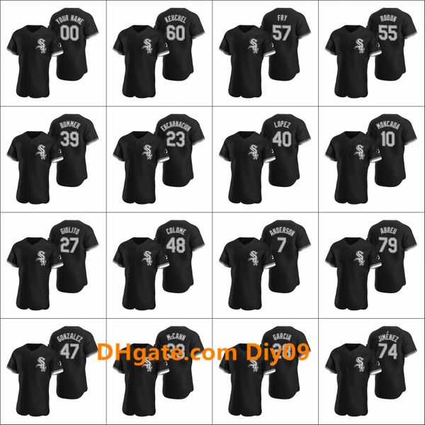

chicago white sox men #10 yoan moncada 74 eloy jimenez 7 tim anderson women youth custom black authentic 2020 alternate jersey
