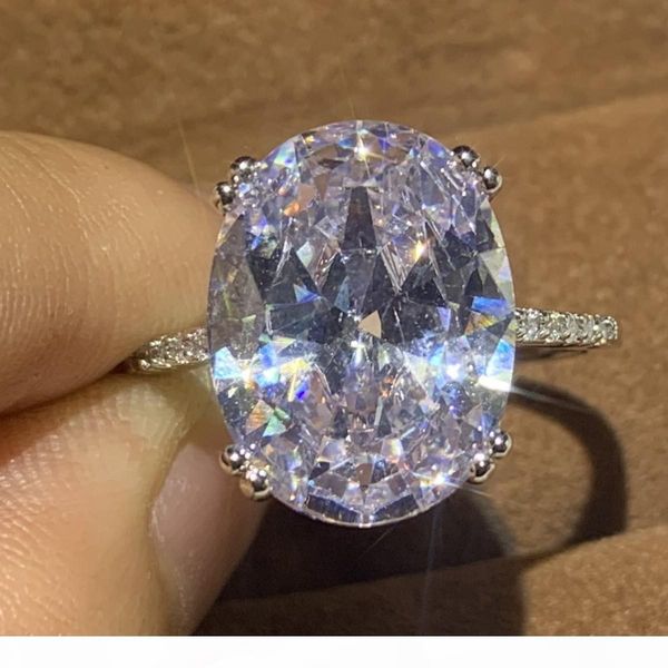 

f size 5 -10 luxury jewelry solitaire diamond real 925 sterling silver oval cut white z gemstones dove egg women wedding band ring, Slivery;golden