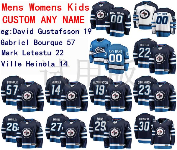 

winnipeg jets jersey david gustafsson jersey gabriel bourque mark letestu ville heinola mens blue white hockey jerseys custom stitched, Black;red