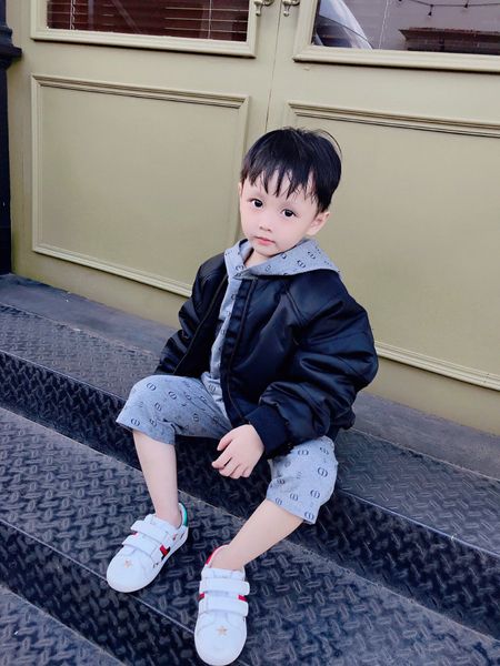 

autumn spring boys girls clothes toddler kids tracksuit long sleeve jacket hoodies shorts trousers children outfits suit, White