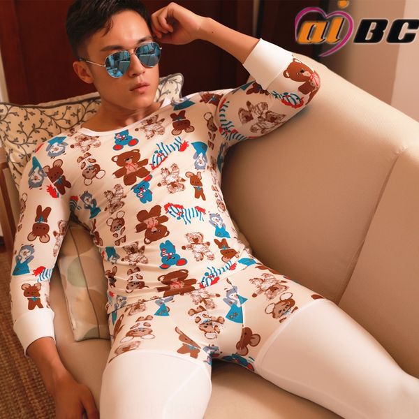 

ybpq5 aibc men's stitching cotton low waist seven-quarter sleeve aibc men's set thermal thermal underwear underwear stitching set, Black;brown