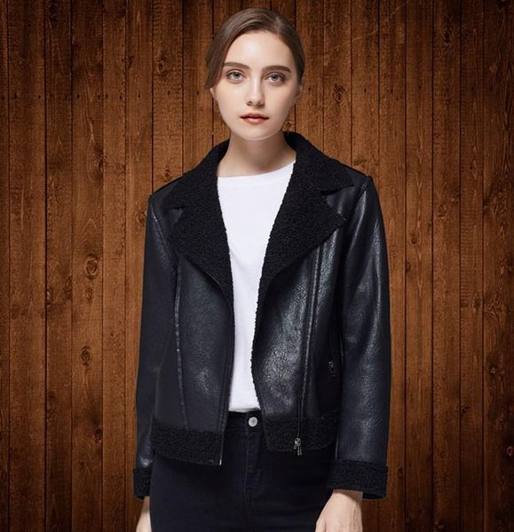 

2019 new autumn winter fashion trend street pu imitation leather slim female leather jacket motorcycle clothing, Black