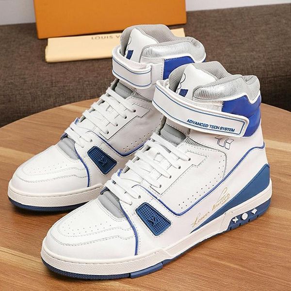 

mens shoes fashion boots lace -up luxury trainer sneaker mid -bottes hommes with origin box sports shoes for men fast s, Black