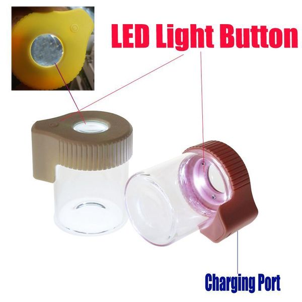 

155ml dry herb flowers 3.5g magnifying led light glass stash storage jar with plastic lid similar to smokus ppshop01 iypsk