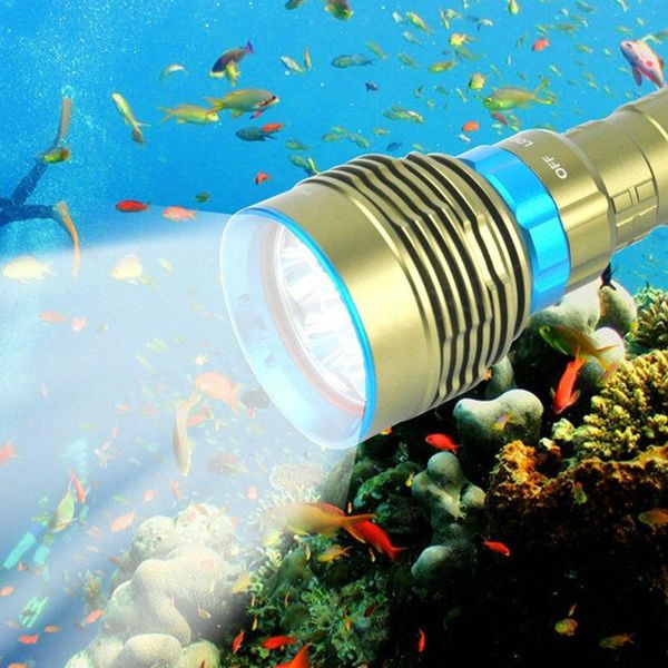 

flashlights torches professional ipx8 waterproof powerful super bright led scuba diving diver light underwater torch lamp lanterna