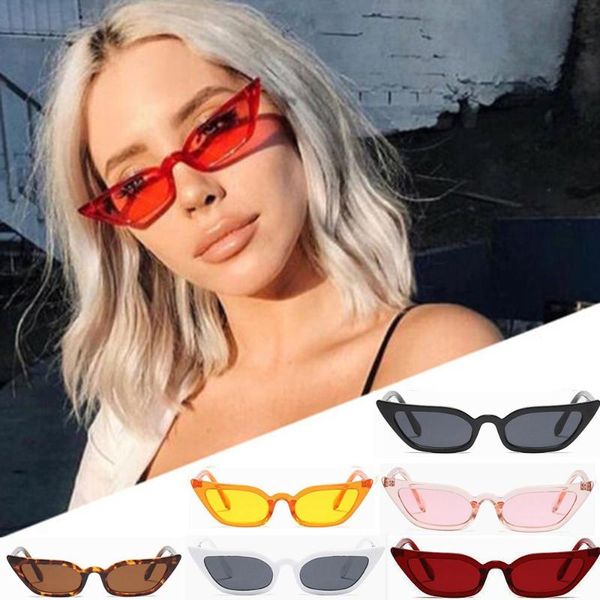 

vintage cateye sunglasses women retro small cat eye sun glasses brand designer colorful eyewear for female #yj, White;black