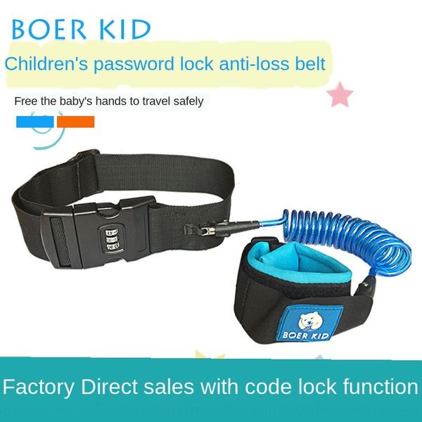 

children's safety password lock antibelt baby traction rope anti-lost belt multi-functional traction rope, Black;gray