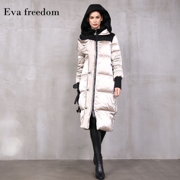 

eva om2019 winter jacketcoat down jacket new women's coat bright long knee-length fashionable down jacket for women, Black