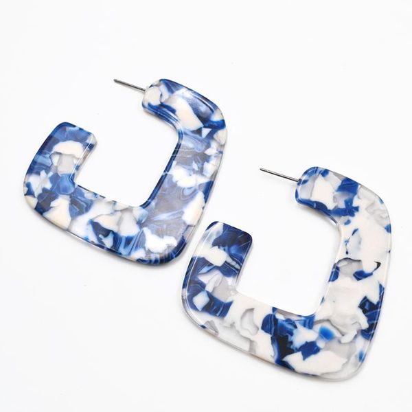 

2020 new fashion female blue marbling hoop earrings for women girl letter g vintage acrylic big earrings jewelry gifts e18165, Golden