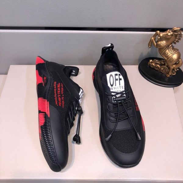 

2019y new leather stitching mesh men's sports shoes, personalized trend shoes, breathable white shoes, original box packaging: 38-4411, Black