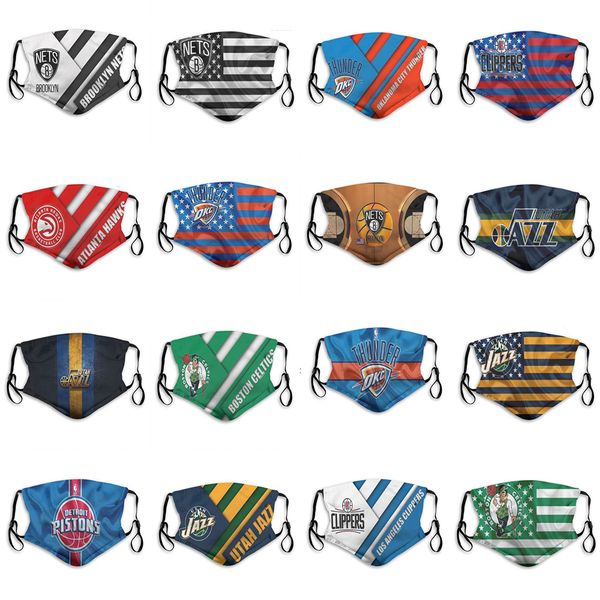

2020 new 5 layer dust mask men's basketball team pistons clippers celtics thunder hawks nets jazz fashion breathable basketball face ma