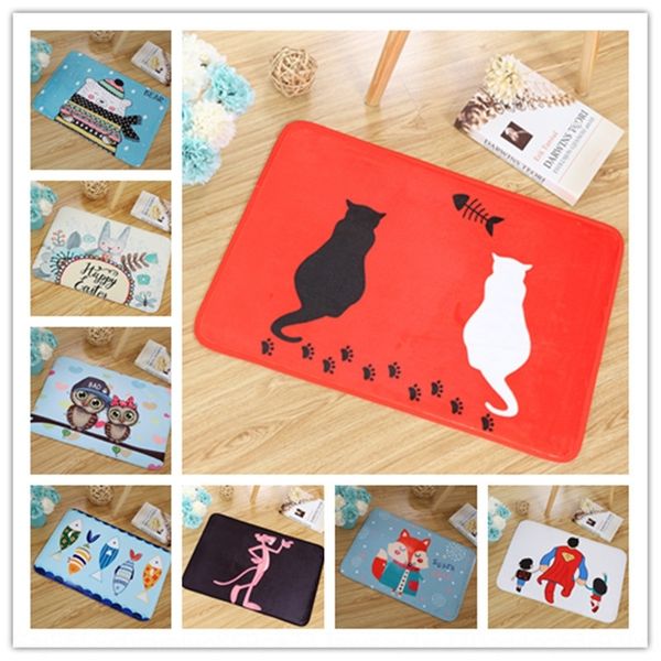 

home diy diy non-slip printed flannel living room pad doormat non-slip mat