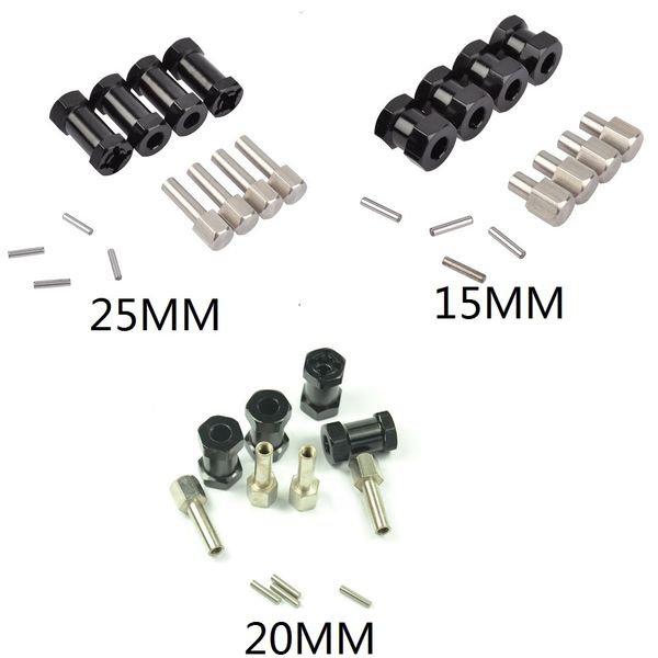 

rc car 1/10 rc rock crawler longitud mejorada aluminio 15 mm/20 mm/25 mm adaptador de extensiÃ³n aleaciÃ³n hub hexagonal 12mm para scx10 d90