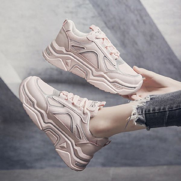 

women's shoes student wild thick bottom breathable sports shoes 2020 autumn new heightened casual, Black