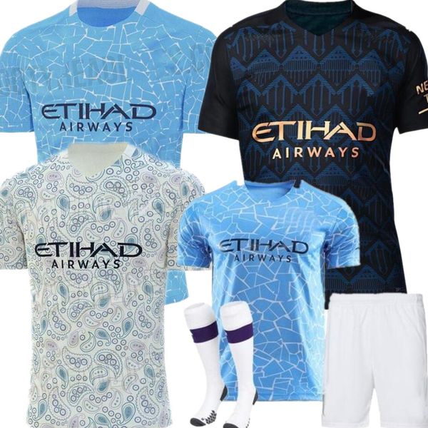 

20 21 sane soccer jerseys sterling city 2020 2021 manchester de bruyne kun aguero football jersey 2020 soccer shirt rodrigo man + kids, Black;yellow
