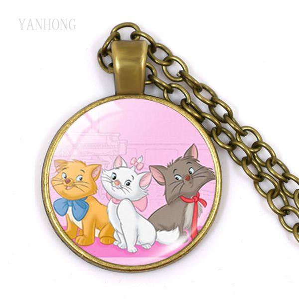 

noble, 25 mm, glass shoes, necklace, fashion jewelry, lovely necklace, marie cat, animation, cartoon, women, men, children, gift, Silver