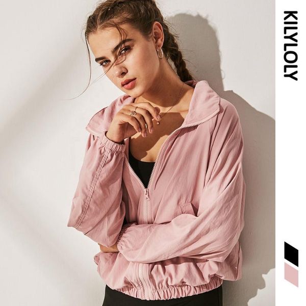 

пользовательские ветровка тренажерный зал тренировка пальто полный молнии съемный стенд воротник топы дамы розовый облегченные толстовки спо, Black;red