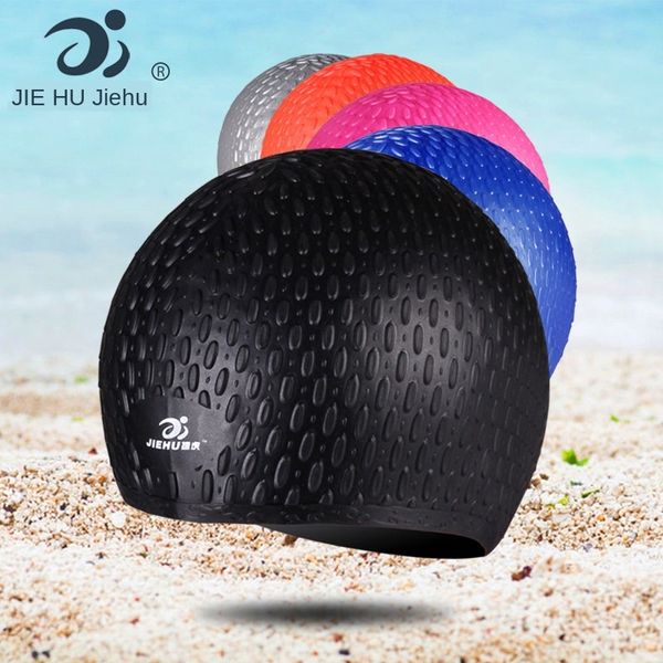 

jiehu large water drop silicone swimming cap plus size silicone swimming cap