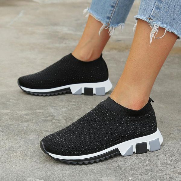 

leisure women's outdoor mesh sports shoes running breathable shoes sneakers slip on sock zapatillas mujer deportiva #4