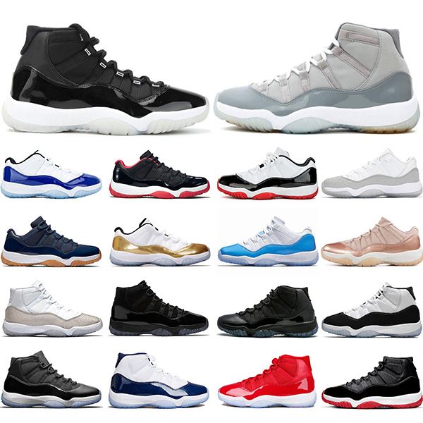 

jumpman 11 11s basketball shoes 25th anniversary bred concord 45 cap and gown metallic silver mens womens trainers sports sneakers, White;red