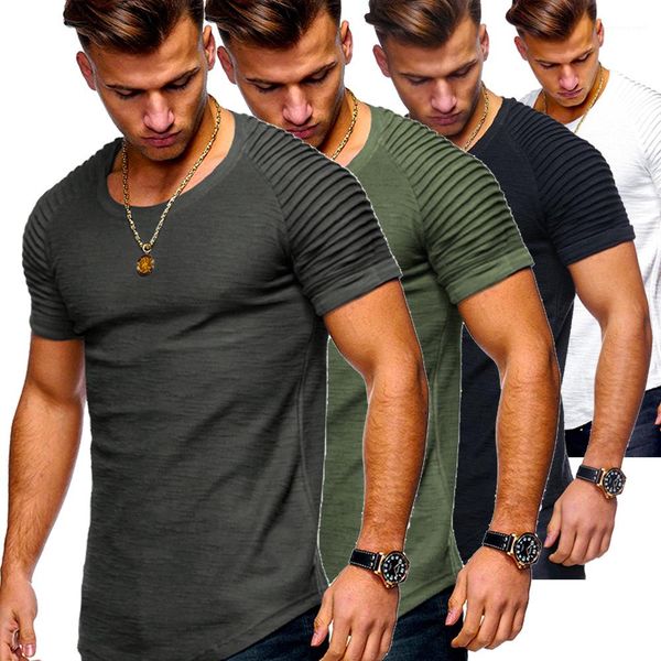 

короткие рукава тонкий тройники человек вскользь tops mens полосатый плиссе summer tshirts men solid color o-образным вырезом, White;black