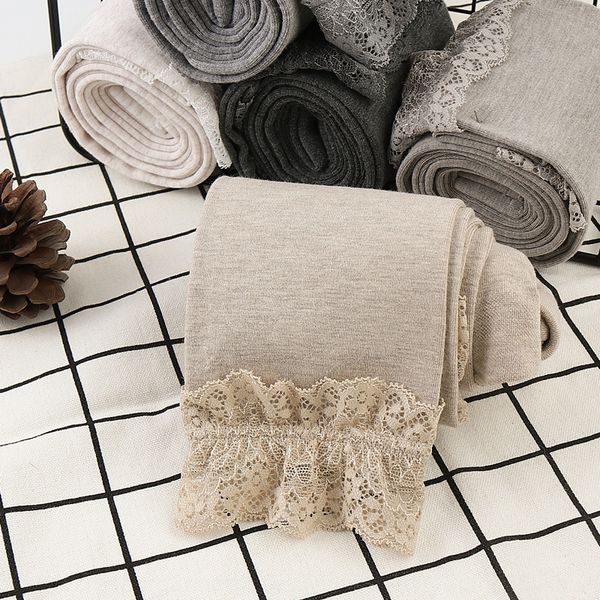 

mknrs 7883 spring and autumn tight tight cropped cotton ninth leggings women's outer wear slimming pants lace ankle-length pants women, Black