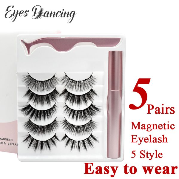 

eyes dancing 5 pairs magnetic eyelashes mixture style natural long magnetic false eyelashes makeup eyeliner tweezer lashes set cx200722