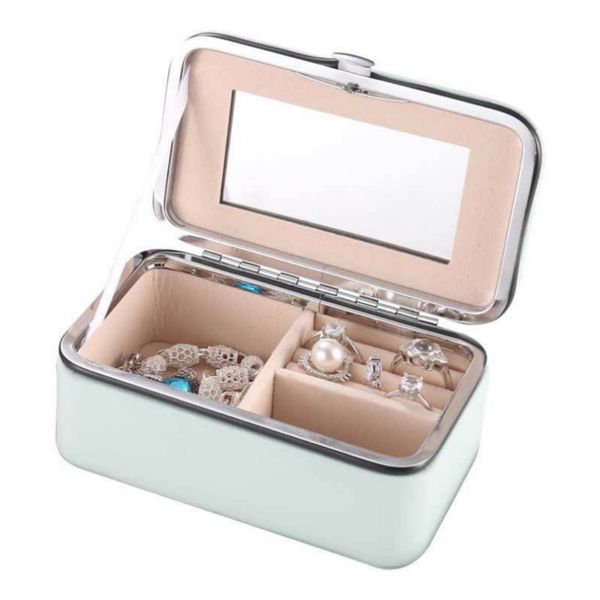 

new lady pu leather jewelry box storage box ring display case portable jewelry organizer for necklaces joyeros organizador de joyas, Black;white