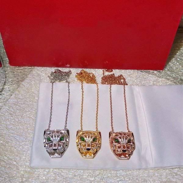 

leopard head hollow full diamond necklace pendant sweater chain elegant noble classic noble ing, Silver