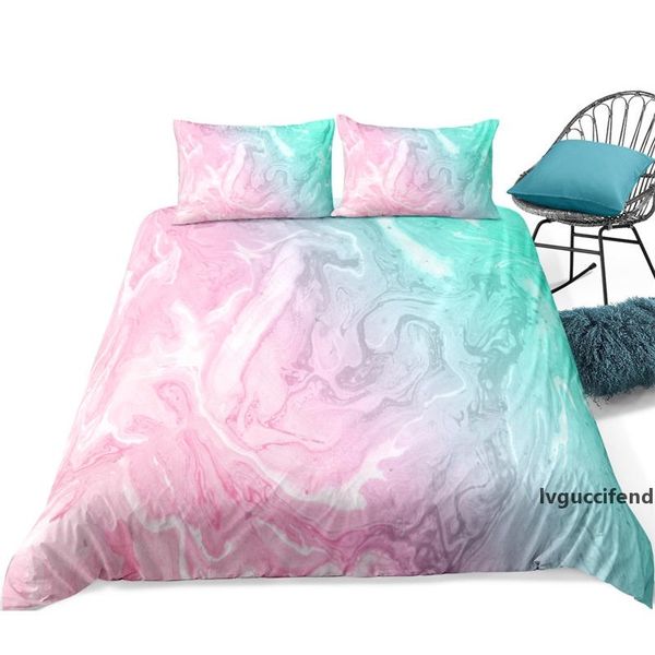 

new marble texture bedding set king  single size golden green blue duvet cover pillowcase quicksand bed cover 2/3pcs