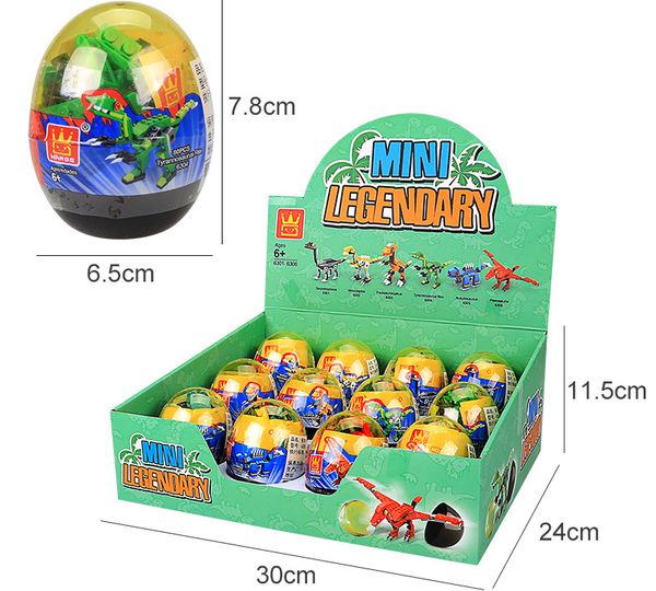 

12pcs building blocks capsule dinosaur series mini animal t-rex diy educational kids toy gift funny egg action toy 05