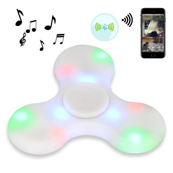 Jogador de dedo mp3 bluetooth com luzes led coloridas Anti-Stress LED Hand Spinner Brinquedo para Criança Presente de Natal Adulto