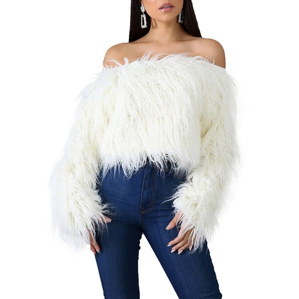 

winter new women fashion women casual short pullover shirts long sleeves plush warm for fall party pull femme, White;black